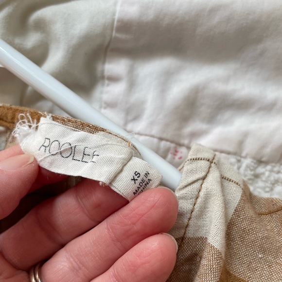 Roolee mustard plaid gingham buffalo checked button back cotton linen fall - Picture 4 of 4